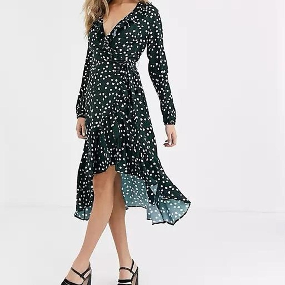 Lipsy London Green Wrap Dress